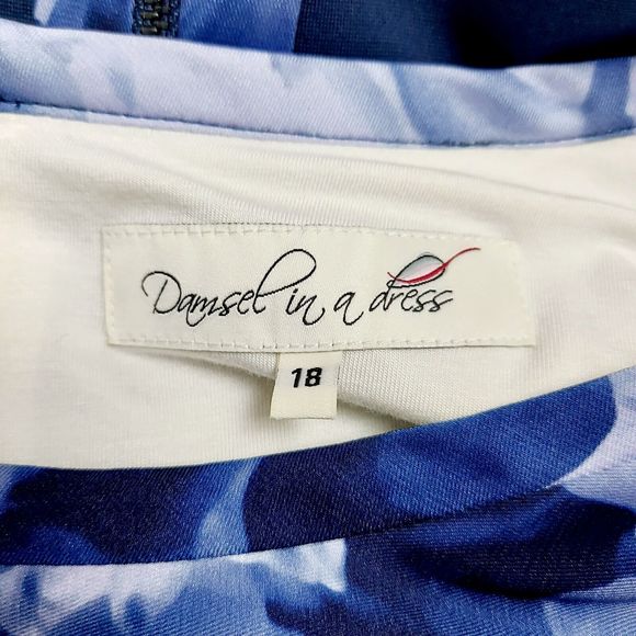 Damsel In A Dress Navy Blue Purple Floral Knee-length Dress Size 18 - Picture 8 of 10